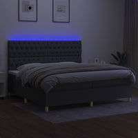 Letto a Molle Materasso e LED Grigio Scuro 200x200cm in Tessuto cod mxl 55792