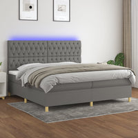 Letto a Molle Materasso e LED Grigio Scuro 200x200cm in Tessuto cod mxl 55792