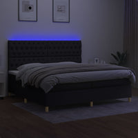 Letto a Molle Materasso e LED Nero 200x200cm in Tessuto cod mxl 60299