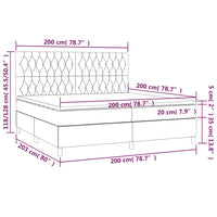 Letto a Molle Materasso e LED Nero 200x200cm in Tessuto 3135703