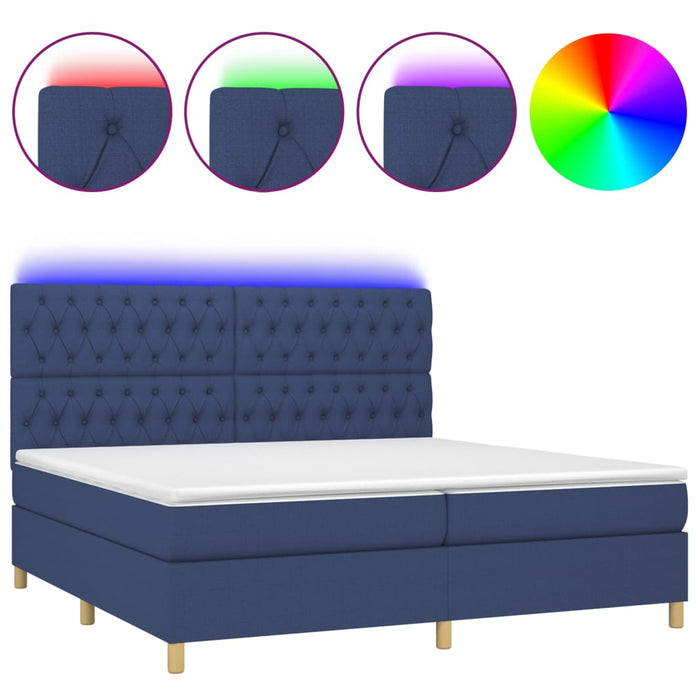 Letto a Molle Materasso e LED Blu 200x200cm in Tessuto cod mxl 62293