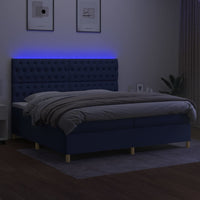 Letto a Molle Materasso e LED Blu 200x200cm in Tessuto cod mxl 62293