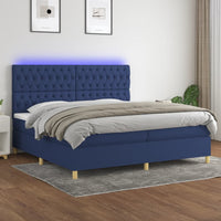 Letto a Molle Materasso e LED Blu 200x200cm in Tessuto cod mxl 62293