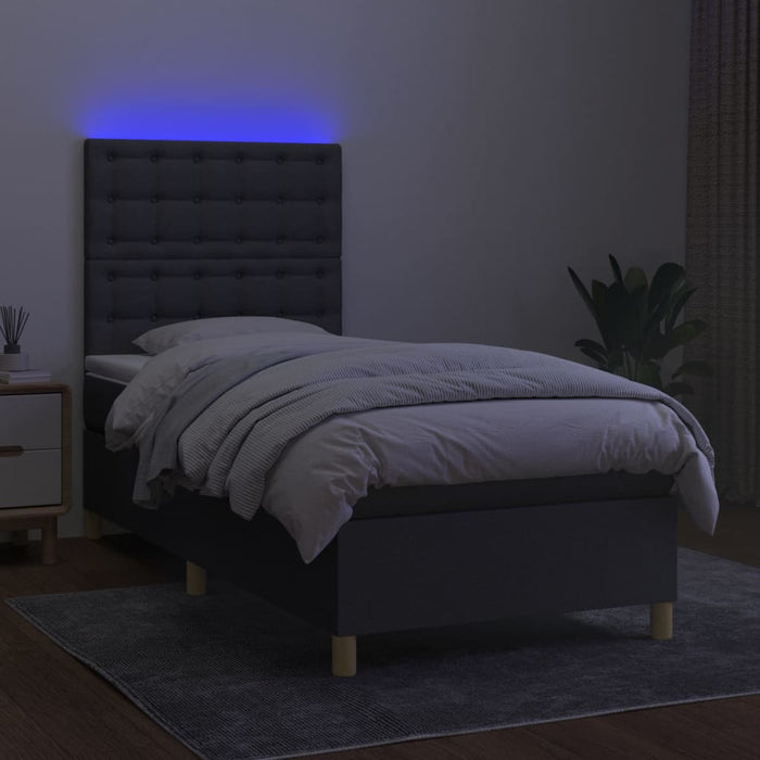 Letto a Molle Materasso e LED Grigio Scuro 80x200 cm in Tessuto cod mxl 47297