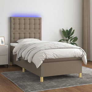 Letto a Molle con Materasso e LED Tortora 80x200 cm in Tessuto 3135713