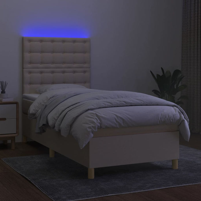 Letto a Molle con Materasso e LED Crema 80x200 cm in Tessuto cod mxl 63499