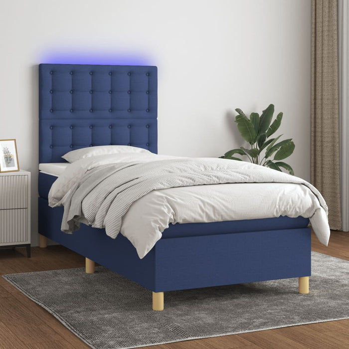 Letto a Molle con Materasso e LED Blu 80x200 cm in Tessuto 3135715