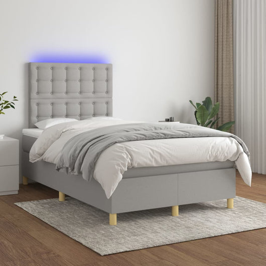 Letto a Molle Materasso e LED Grigio Chiaro 120x200 cm Tessuto cod mxl 57832