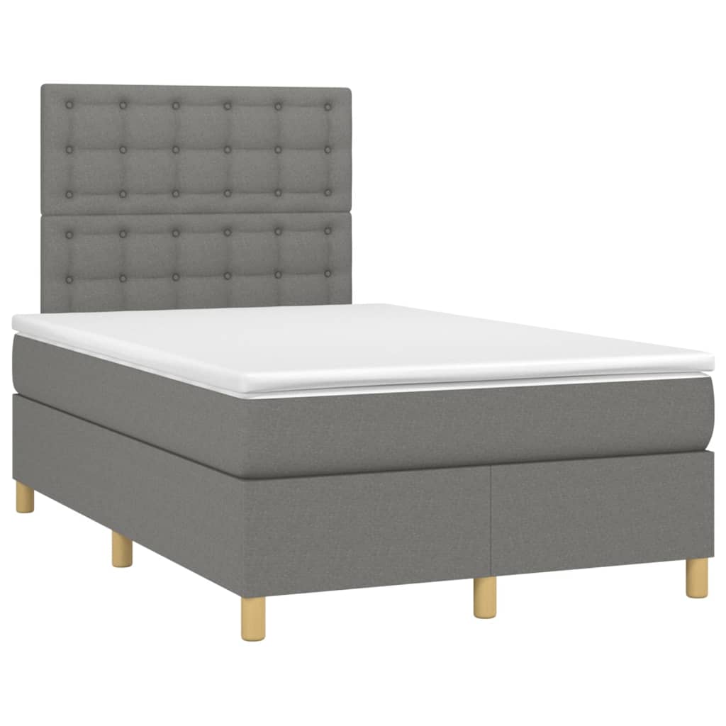 Letto a Molle Materasso e LED Grigio Scuro 120x200cm in Tessuto cod mxl 63435