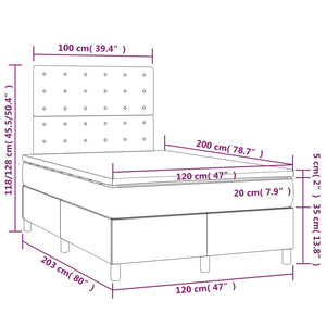 Letto a Molle Materasso e LED Grigio Scuro 120x200cm in Tessuto 3135742