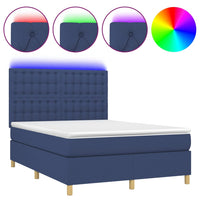 Letto a Molle con Materasso e LED Blu 140x190 cm in Tessuto 3135755