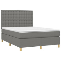 Letto a Molle Materasso e LED Grigio Scuro 140x200cm in Tessutocod mxl 122979