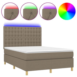 Letto a Molle con Materasso e LED Tortora 140x200 cm in Tessutocod mxl 99040