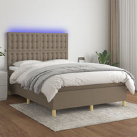 Letto a Molle con Materasso e LED Tortora 140x200 cm in Tessutocod mxl 99040