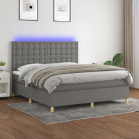 Letto a Molle Materasso e LED Grigio Scuro 160x200cm in Tessuto cod mxl 63450