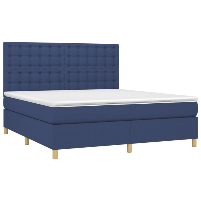 Letto a Molle con Materasso e LED Blu 160x200 cm in Tessuto 3135771