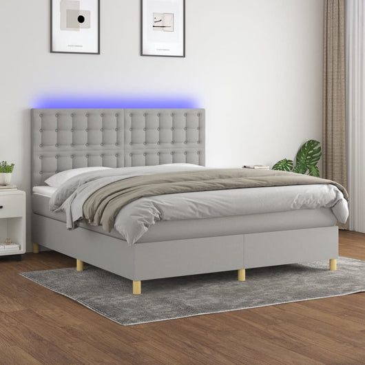 Letto a Molle Materasso e LED Grigio Chiaro 180x200 cm Tessuto cod mxl 60950