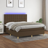 Letto a Molle Materasso e LED MarroneScuro 180x200cm in Tessutocod mxl 75067