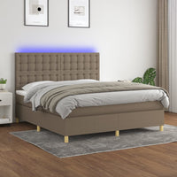 Letto a Molle con Materasso e LED Tortora 180x200 cm in Tessuto 3135777