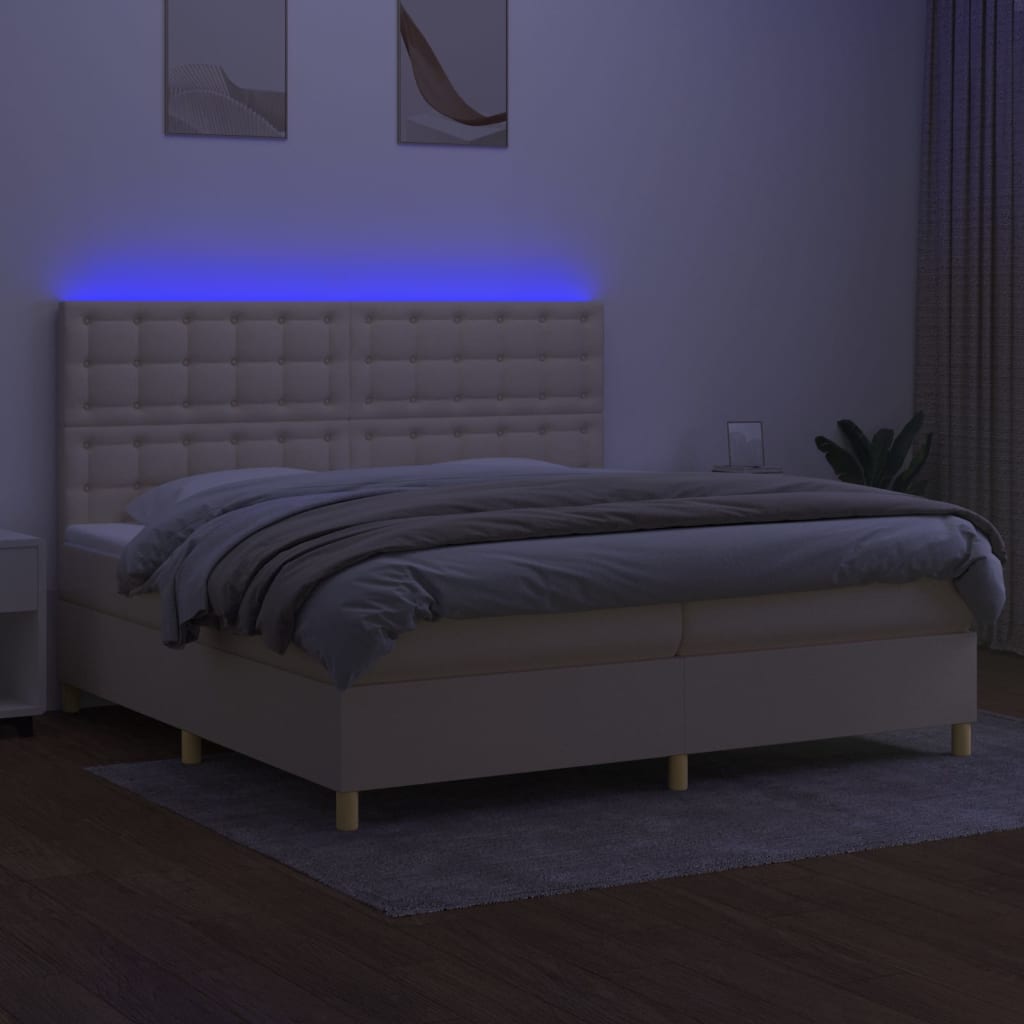 Letto a Molle Materasso e LED bianco 200x200cm in Tessuto cod mxl 59824