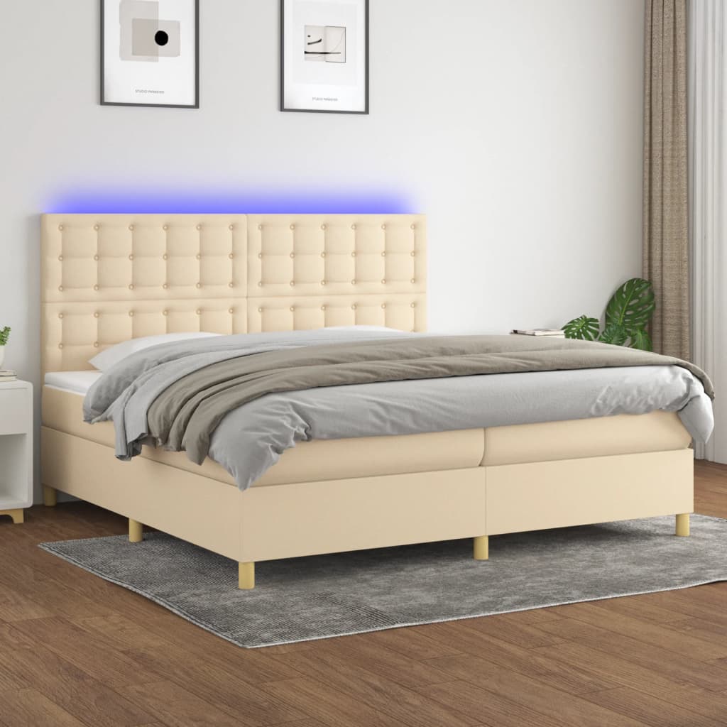 Letto a Molle Materasso e LED bianco 200x200cm in Tessuto cod mxl 59824