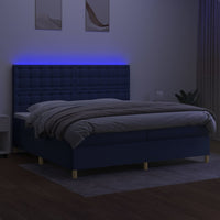 Letto a Molle Materasso e LED Blu 200x200cm in Tessuto cod mxl 34231