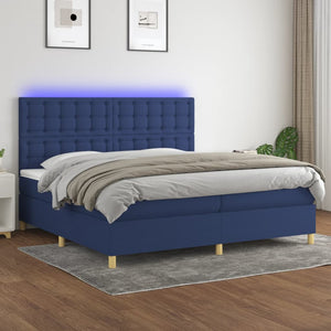 Letto a Molle Materasso e LED Blu 200x200cm in Tessuto cod mxl 34231