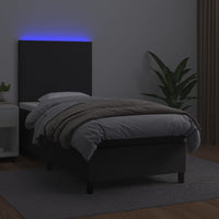 Giroletto a Molle con Materasso e LED Nero 90x190 cm Similpelle 3135795