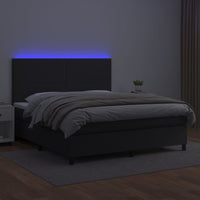 Giroletto a Molle con Materasso e LED Nero 160x200cm Similpelle 3135831