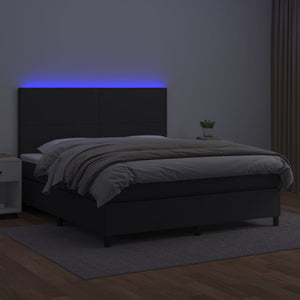 Giroletto a Molle con Materasso e LED Nero 160x200cm Similpelle 3135831