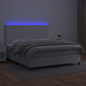 Giroletto Molle con Materasso e LED Bianco 160x200cm Similpelle 3135832