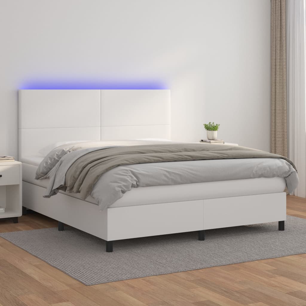 Giroletto Molle con Materasso e LED Bianco 160x200cm Similpelle 3135832