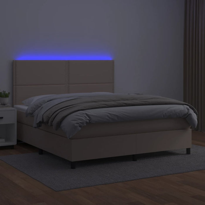 Giroletto Molle Materasso e LED Cappuccino 140x190cm Similpelle 3135884