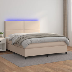 Giroletto Molle Materasso e LED Cappuccino 140x190cm Similpelle 3135884