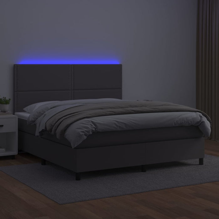 Giroletto Molle con Materasso e LED Grigio 140x200cm Similpelle 3135889