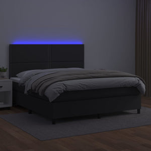 Giroletto a Molle con Materasso e LED Nero 160x200cm Similpelle 3135891