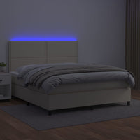 Giroletto a Molle con Materasso e LED Crema 160x200 cm 3135893