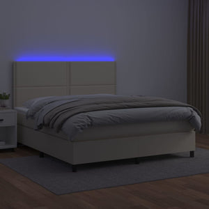 Giroletto a Molle con Materasso e LED Crema 160x200 cm 3135893