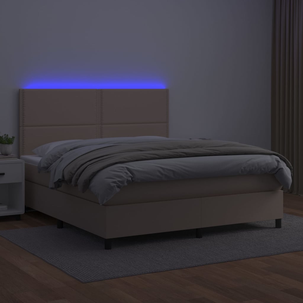 Giroletto Molle Materasso e LED Cappuccino 160x200cm Similpelle cod mxl 62923