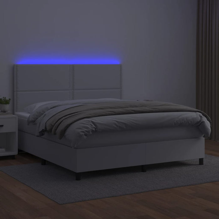 Giroletto Molle con Materasso e LED Bianco 180x200cm Similpelle 3135898