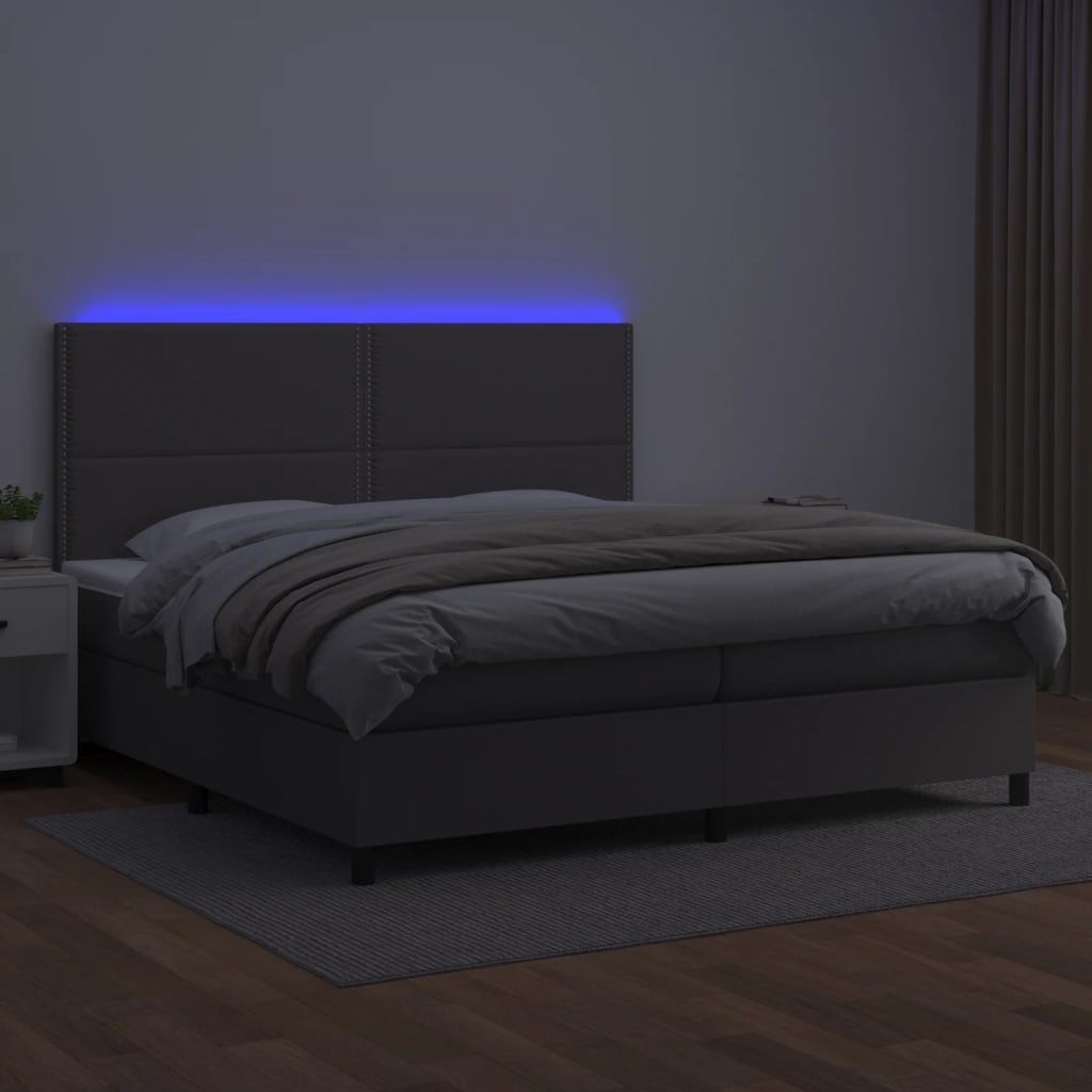 Giroletto Molle con Materasso e LED Grigio 200x200cm Similpelle 3135907