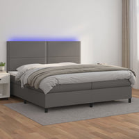 Giroletto Molle con Materasso e LED Grigio 200x200cm Similpelle 3135907