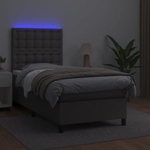 Giroletto Molle con Materasso e LED Grigio 80x200cm Similpelle 3135913