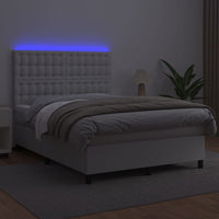 Giroletto Molle con Materasso e LED Bianco 140x190cm Similpelle 3135940