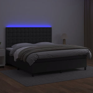 Giroletto a Molle con Materasso e LED Nero 180x200cm Similpelle 3135957