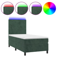 Letto a Molle con Materasso e LED Verde Scuro 80x200cm Velluto 3135972