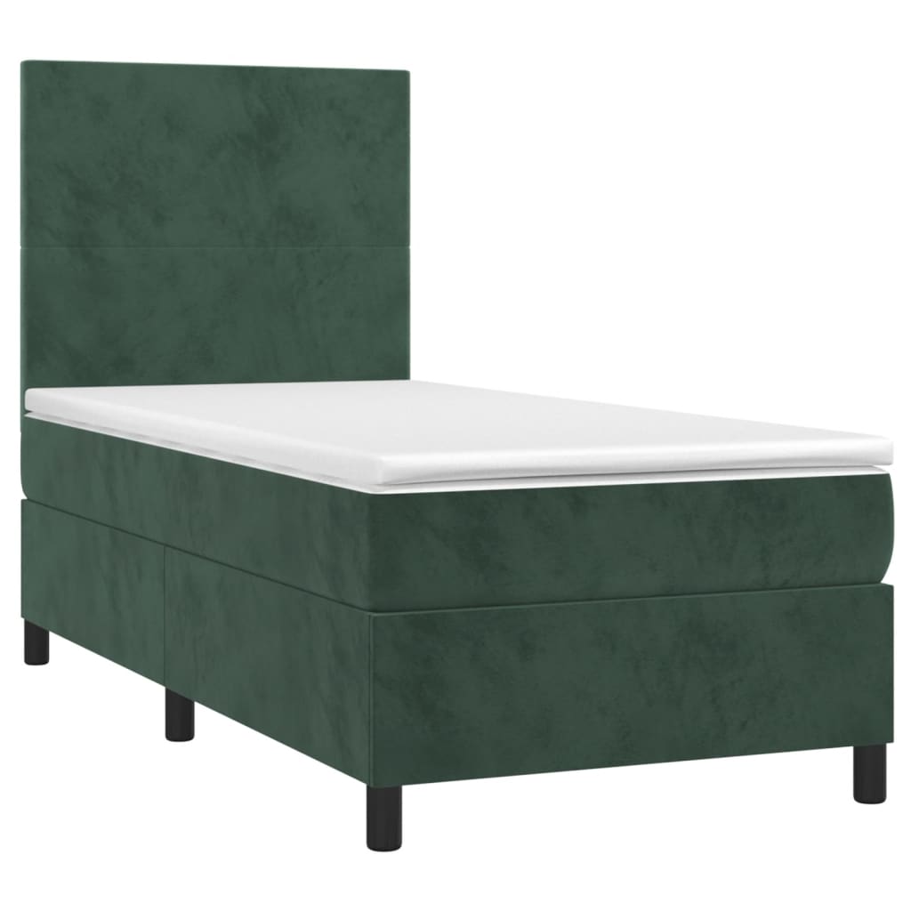 Letto a Molle con Materasso e LED Verde Scuro 80x200cm Velluto 3135972