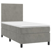 Letto a Molle Materasso e LED Grigio Chiaro 90x190 cm Velluto 3135975