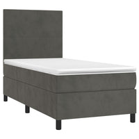 Letto a Molle con Materasso e LED Grigio Scuro 90x190cm Vellutocod mxl 99061