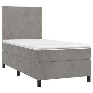 Letto a Molle Materasso e LED Grigio Chiaro 90x200 cm Velluto 3135981